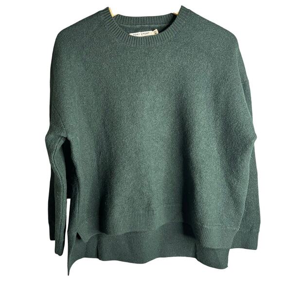 Tory Burch Sport Merino Wool Crew Sweater Green Size XL - Picture 1 of 5